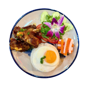 Broken rice grilled pork and egg